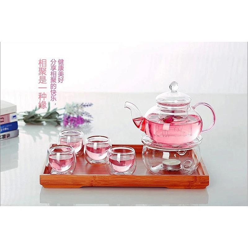 Heat Resistant Glass Drinking Tea Set High Borosilicate Tea Cup Pot Set Customized Logo Gift for Mother's Day