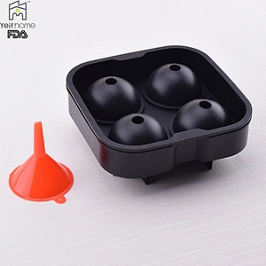 2017 Hot Selling 4 Ball Shaped Silicone Ice Cube Tray With Mini Funnel