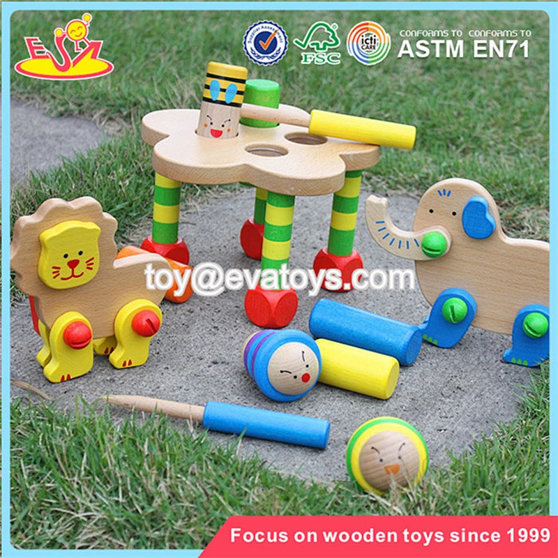 Wholesale new arrival animals wooden knock toy interesting kids wooden knock toy W12D018
