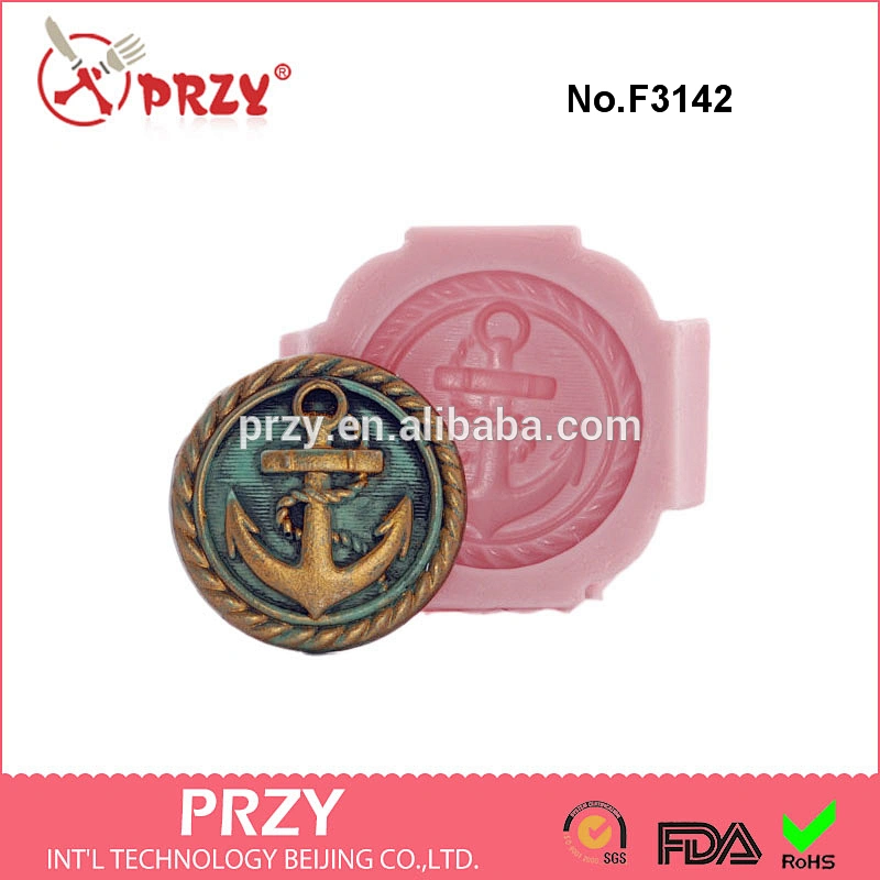 F3142 Nautical Anchor Button Silicone Mold - Jewelry Resin Polymer Epoxy Clay Mold - Food Safe Chocolate Cream Cheese