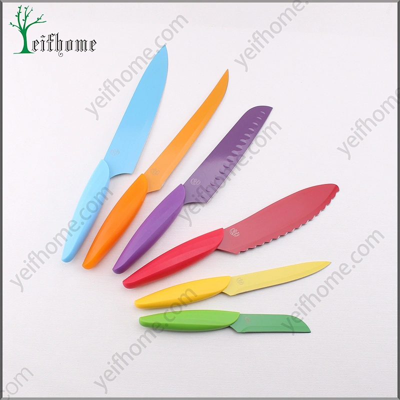 Customized professional good price of 7pcs colorful knife set