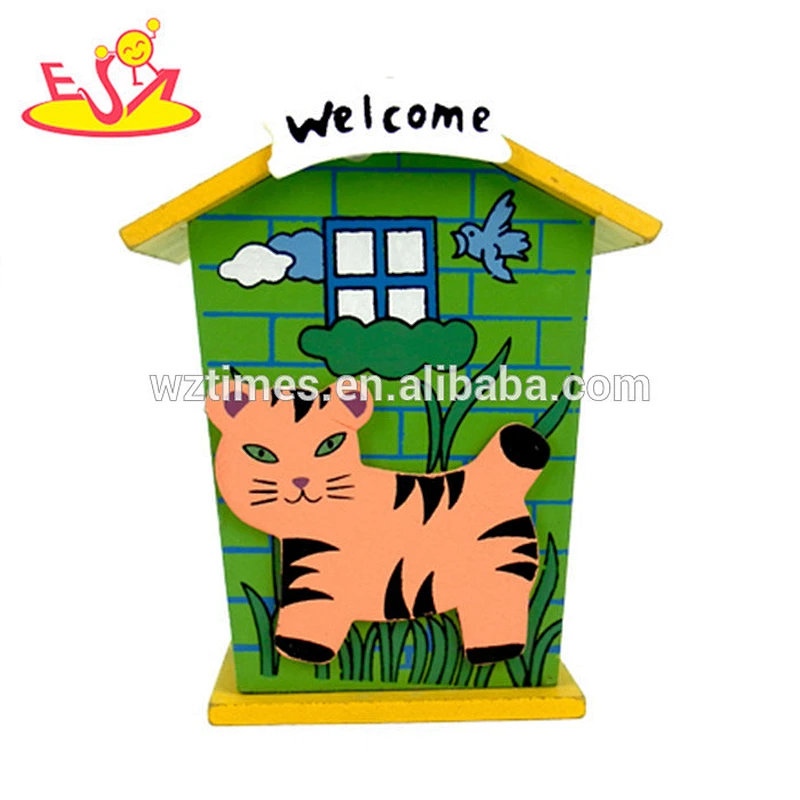 wholesale hottest sale wooden house piggy bank top popular wooden house piggy bank W02A024