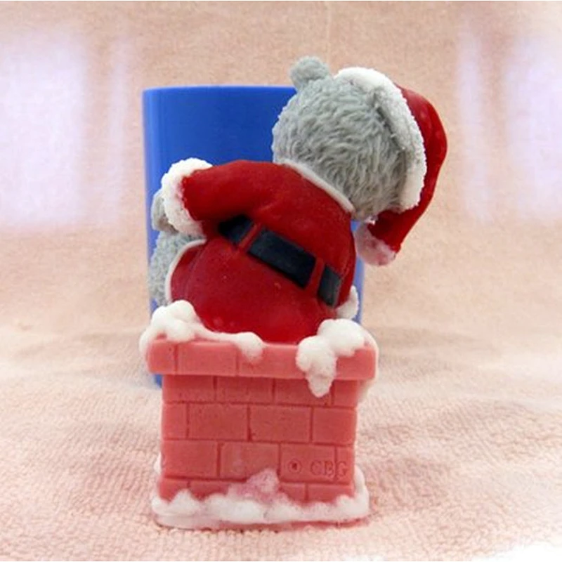 Christmas Soap silica molds 3d Teddy Santa Candle silicone molds for making soap