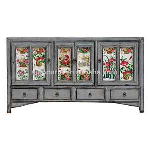 wholesale furniture china Chinese antique cabinet living room with ceramic tile