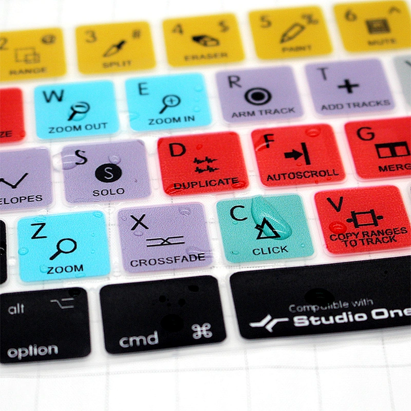 Waterproof custom silicone keyboard protector Studio One Shortcuts Keyboard cover 13inch for macbook pro covers Pro touch bar