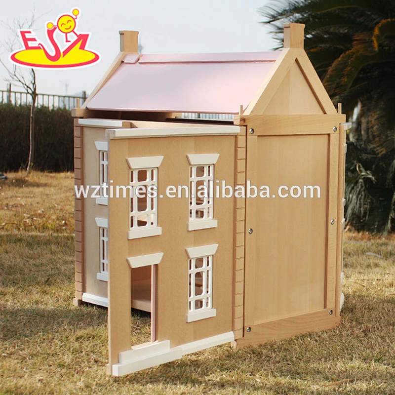 2018 high quality children wooden victorian dolls house W06A237