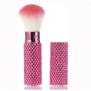 Cosmetic tool travel use diamond kabuki retractable makeup brush flawless foundation or blush application
