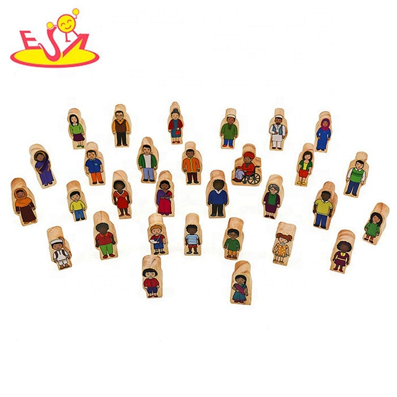 2019 New design 30 pieces kds wooden peg people for wholesale W06D124