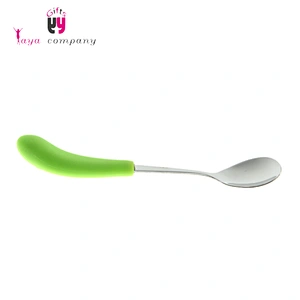 Custom Unbreakable Restaurant Cooking Mini Stainless Steel Spoon With Silicone Handle