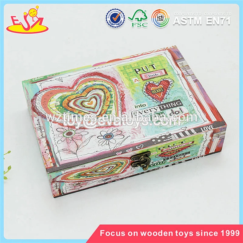 Wholesale colorful wooden rectangle box fashionable wooden rectangle gift box W18A037
