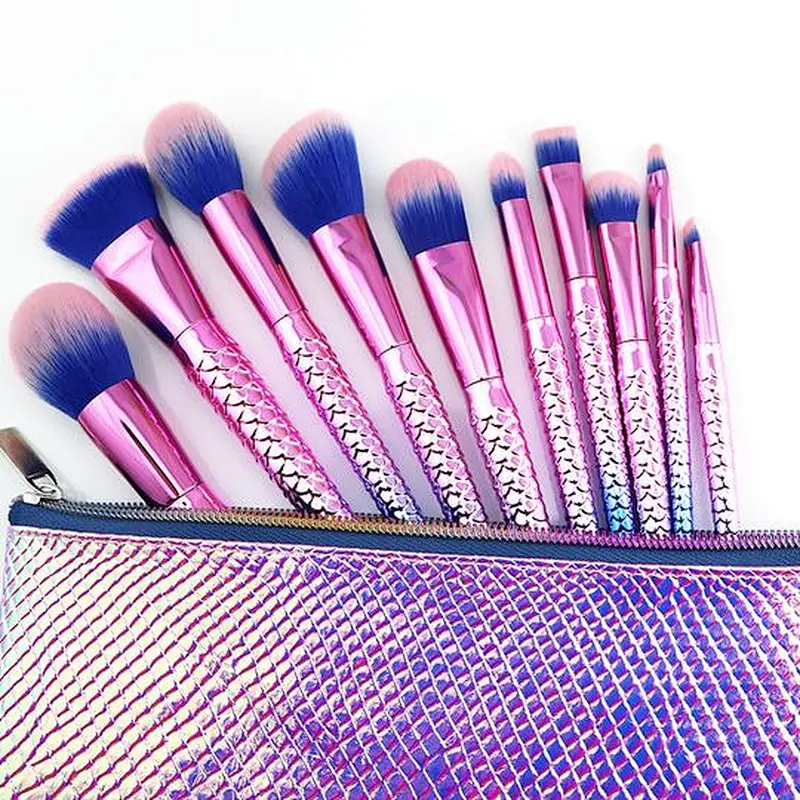 10PCS Mermaid Makeup Brushes Set With Case