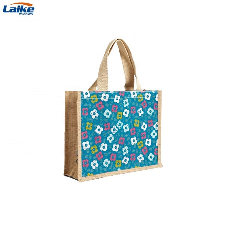 Custom eco friendly waterproof tote shopping jute sack  bag burlap linen packing gift bag with logo print