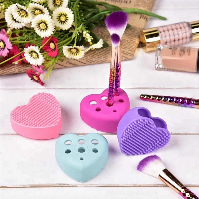 Heart Shaped Silicone Makeup Brush Cleaner Glove Scrubber Board Hollow Out Makeup Brush Holder Cosmetics Wash Cleaning Tools