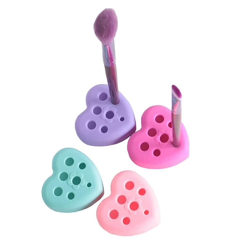 Heart shape silicone makeup brush cleaner holder