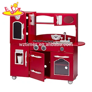 2018 Großhandel Kinder Spielzeug Holzspielzeug Küche Spielset in roter Farbe W10C365