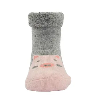 Full Terry Animal Pattern Pig Foot Print Turn Over Baby Kid Super Soft Warm Cotton Socks