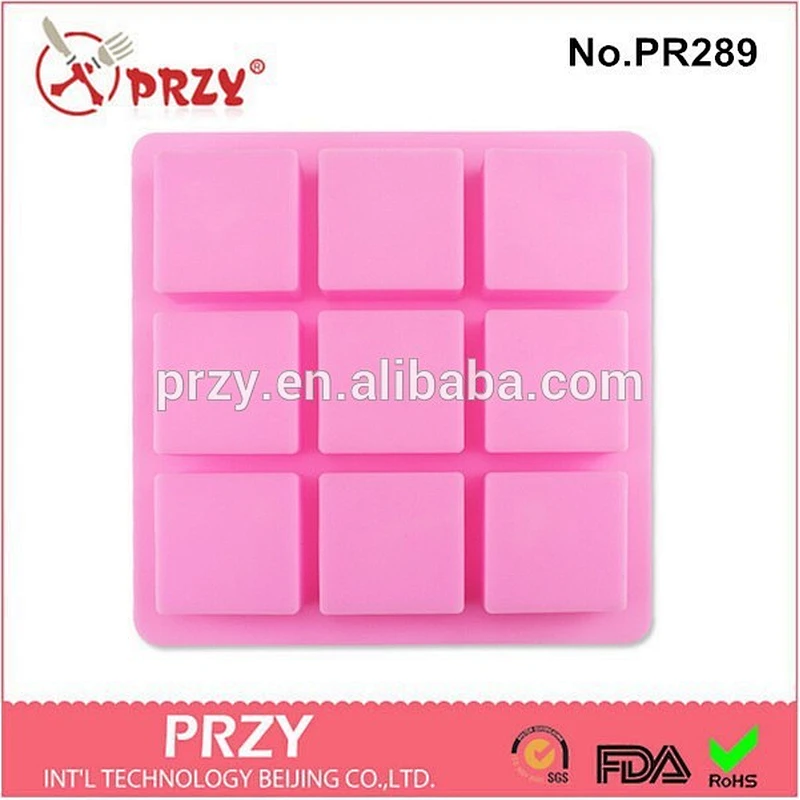 High quality 9 cavity silicone square soap mold