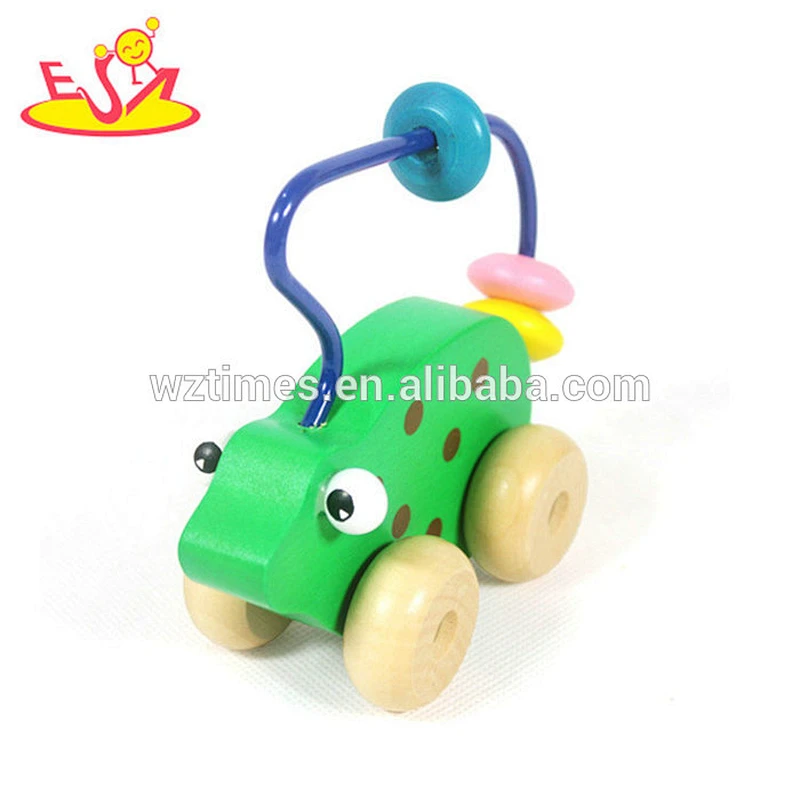 Wholesale preschool entertainment maze car toy cute wooden beads toy for toddlers W11B174