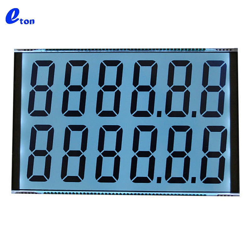 2 Row of 6 Digits 12digits 7 segment HTN Blue positive LCD display with White LED