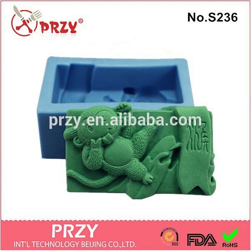 S236 PRZY monkey shaped silicone soap and candle molds