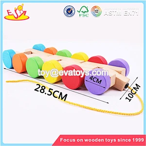 Wholesale colorful interesting wooden push cart toy for kids W03B027A