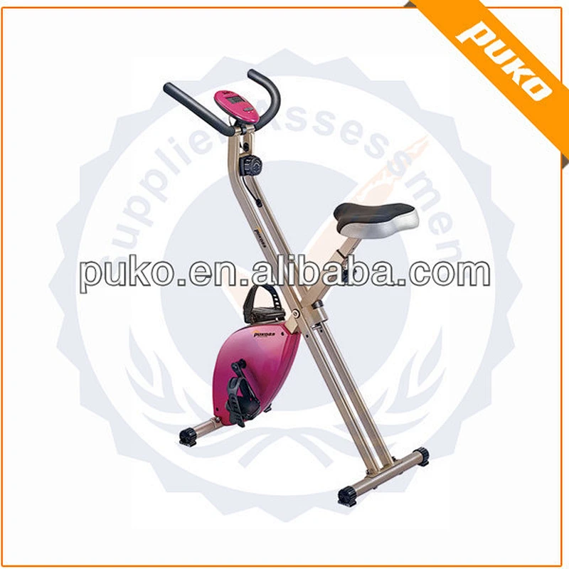Foldable manual magnetic upright fitness bike for home use