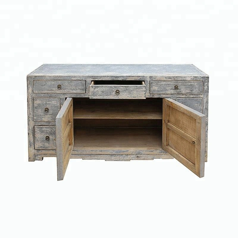 chinese antique reproduction distressed grey storage buffet store furniture