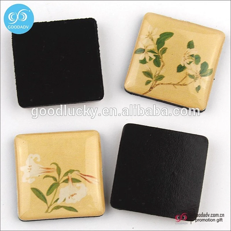 Guangzhou fridge magnet custom magnet stickers transparent square resin magnet