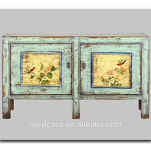 Asian Antiques Vintage Hand Painted Mongolia Cabinet