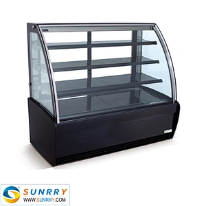 Electric heating glass bakery display cases for sale with backside slide door