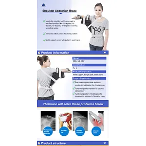 Post-operative adjustable shoulder abduction Brace support with CE/FDA/ISO 13485 Certification