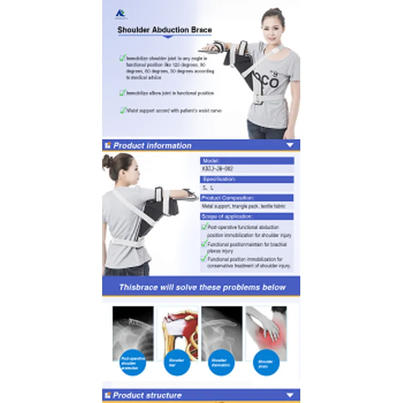 Post-operative adjustable shoulder abduction Brace support with CE/FDA/ISO 13485 Certification