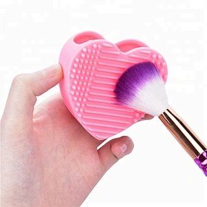 Heart Shaped Silicone Makeup Brush Cleaner Glove Scrubber Board Hollow Out Makeup Brush Holder Cosmetics Wash Cleaning Tools
