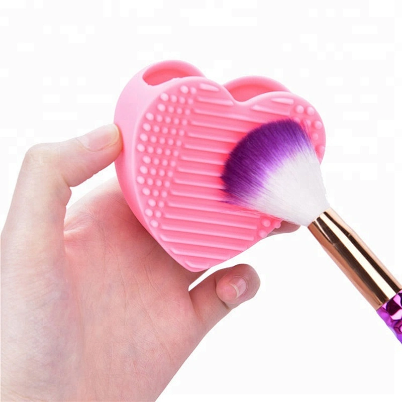 Heart Shaped Silicone Makeup Brush Cleaner Glove Scrubber Board Hollow Out Makeup Brush Holder Cosmetics Wash Cleaning Tools