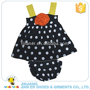 Summer black shoulder-straps wave point skirt clothes suit for baby girls
