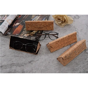 Classic Cork leather folding triangle sunglass optical handmade case