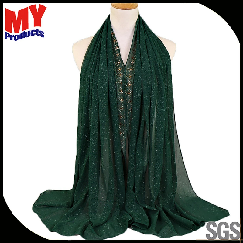 2019 New Style Women Luxury Belly Dance Hip Scarf Hijab Glitter Head Scarf For Muslim