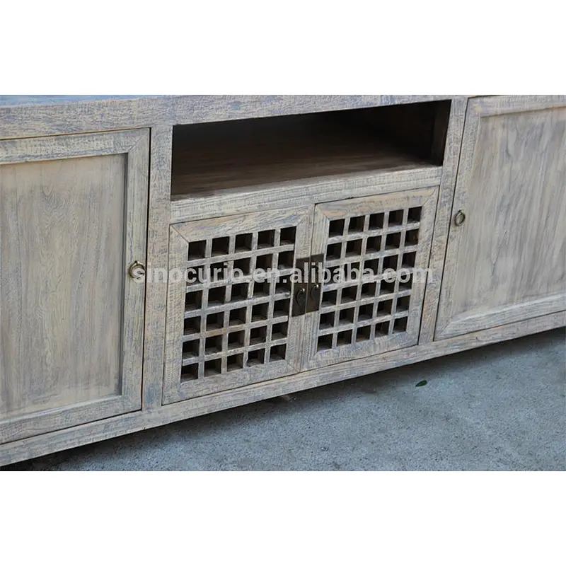 2018 antique living room recycle wood natural tv stand & cabinet