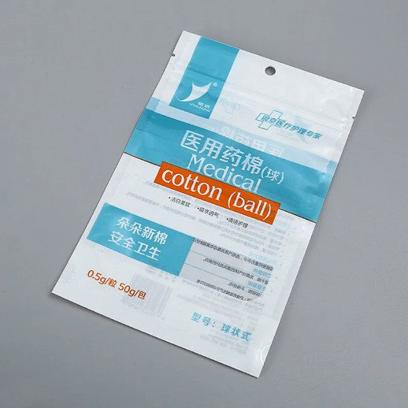 Custom color printing PE bag for medicine cotton, potion, annealing particle packaging
