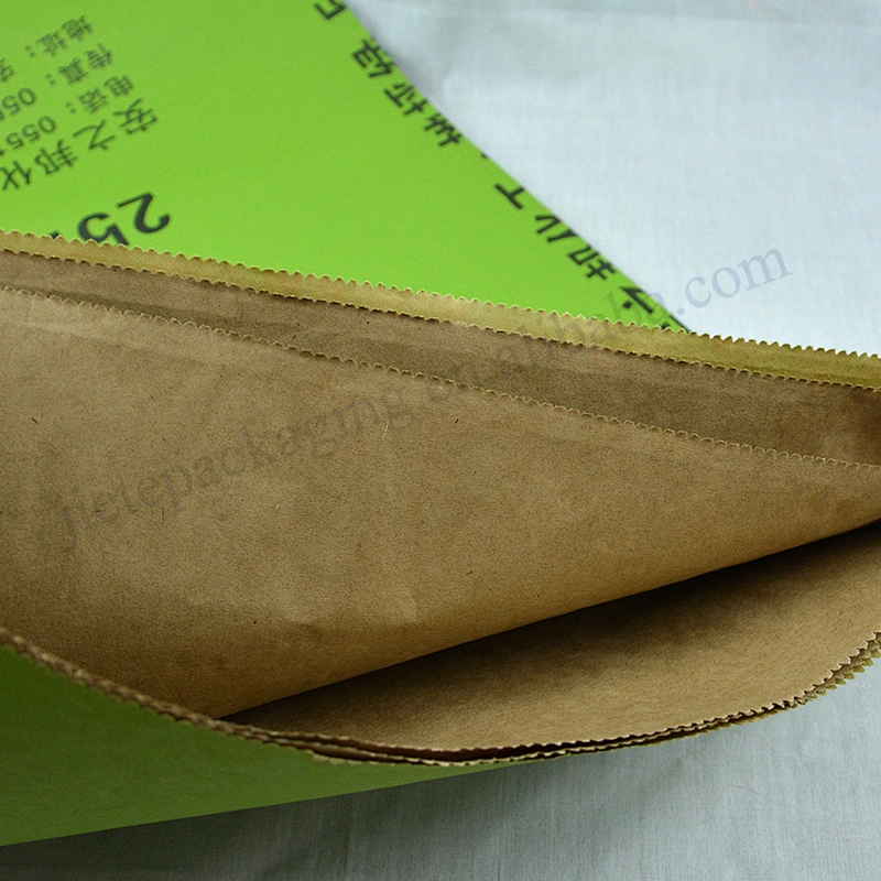 Green 25kg block bottom stand up multilayer kraft paper chemical resistance bag industrial and agricultural use