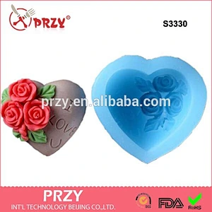 S3330 PRZY 3d heart shape flower soap silicone mold heart flower handmade soap mould for sell