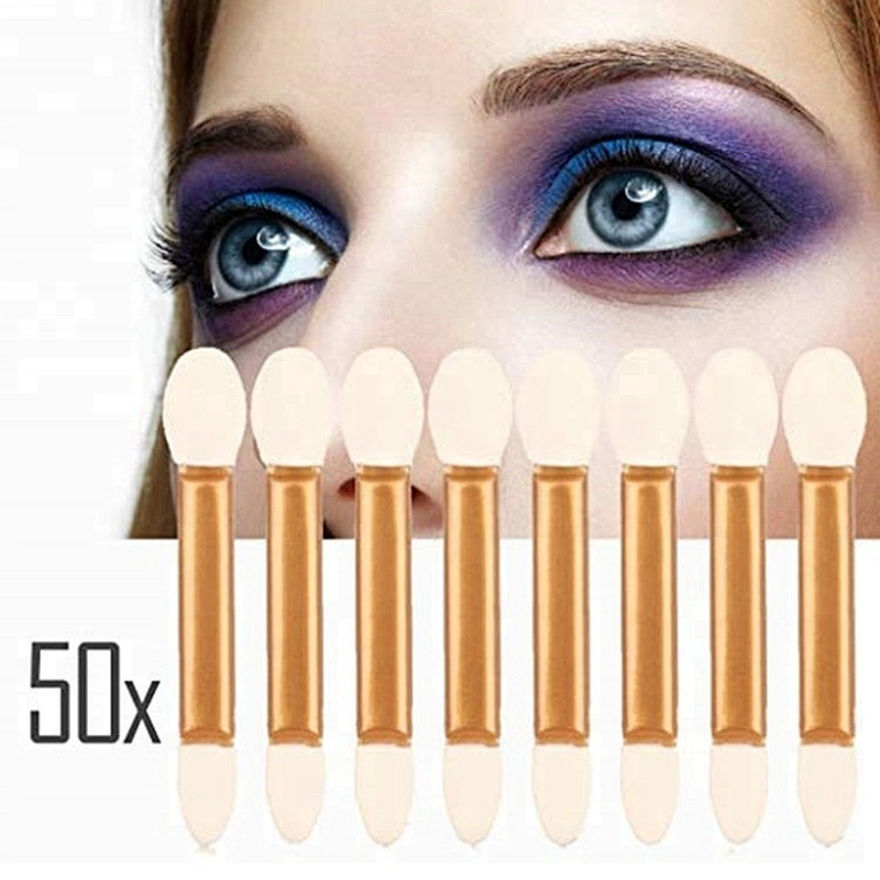 Disposable gold double ended small eyeshadow blender sponge brush set