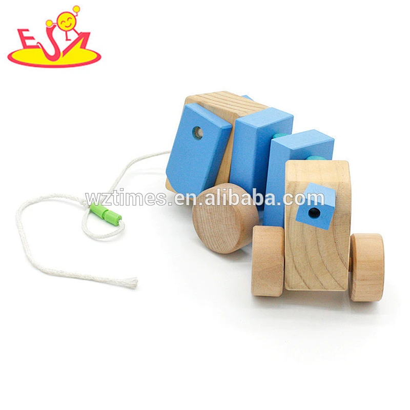 wholesale top quality kids cute wooden animal pull along toy for gift W05B032-Z