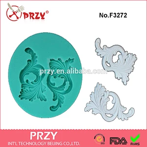 F3272 Art Nouveau Scrolling Leaves Mold Vintage Flourishes Silicone Mold Sugarcraft Cake Decorating Fondant fimo mould