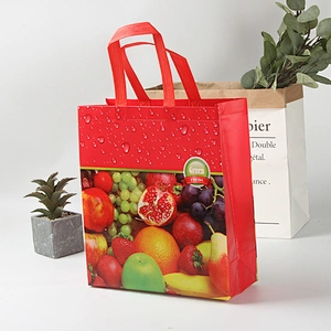 Cheap custom red foldable reusable shopping bag with pattern