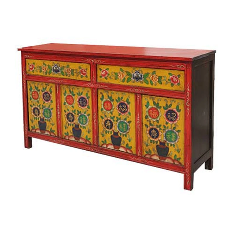 chinnese antique solid wood shabby chic painting tibetan cabinet