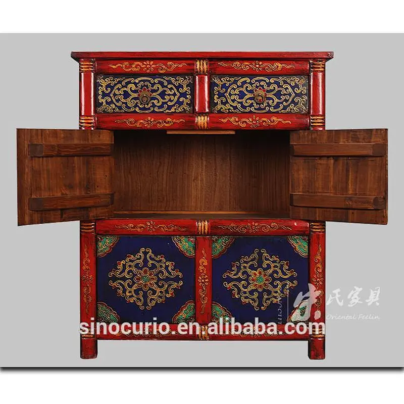 tibetan painted furniture antique shoe rack cabinet wood craft storage cabinet