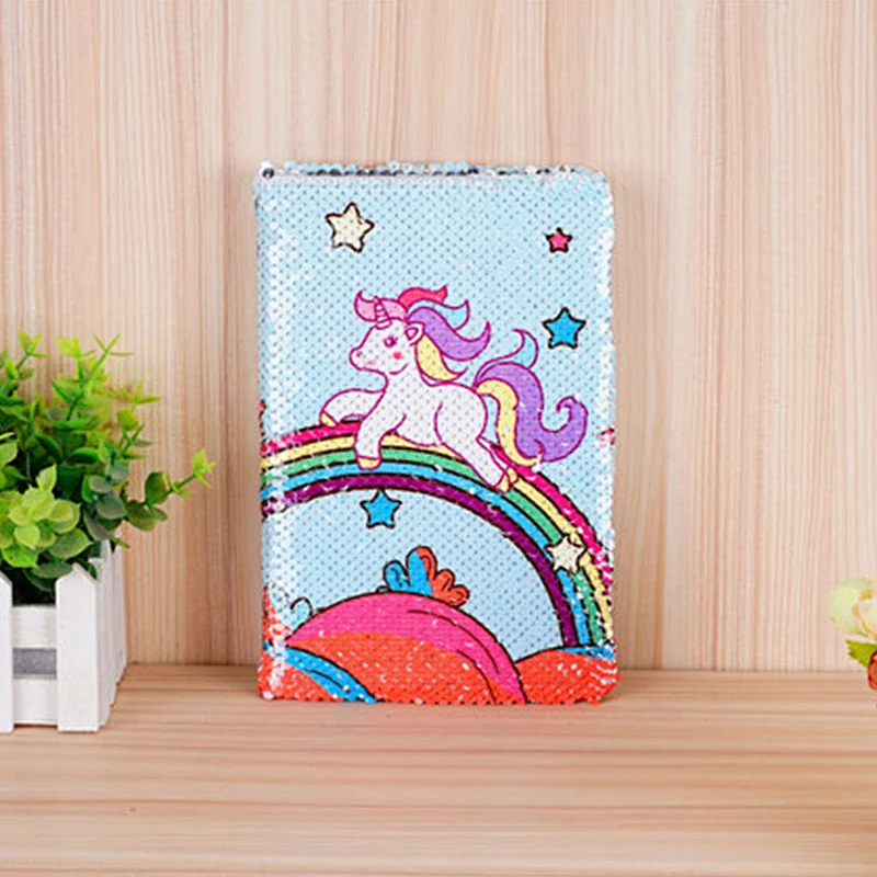 School Stationery A5 Sequins Notebook Journal With Cute unicorn Pattern Creative Hardcover Diary book