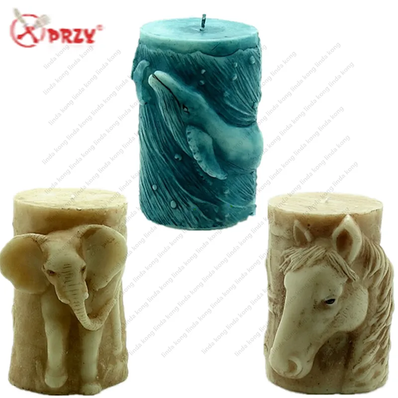 Retro 3D Elephant silicone Soap mould rubber Candle Mold Horsehead Silicone dolphin Cake Molds