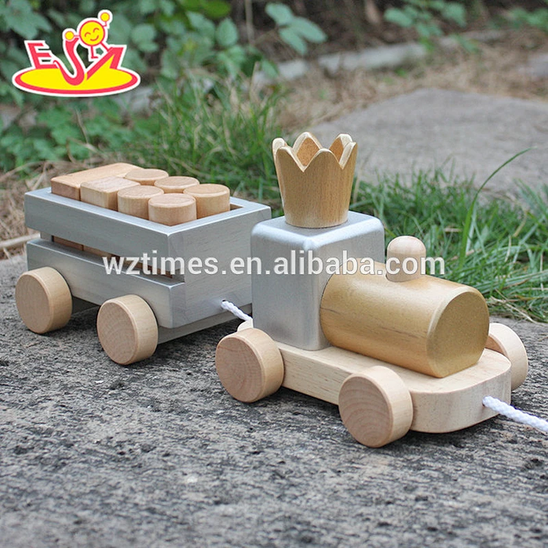2018 wholesale baby wooden pull along toys best design kids wooden pull along toys top fashion children pull along toys W05C074